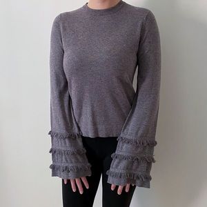 Soft Gray Sweater with Detailed Sleeves